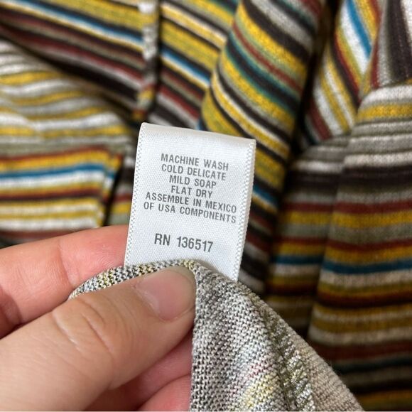 Earthbound Yellow Green White Striped Pullover Hoodie Sz S Mermaid Bonfire Boho - Picture 8 of 8